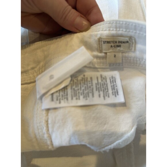 Madewell Women's 2 Stretch Denim A-Line Skirt White Button Down Mini - Picture 4 of 5